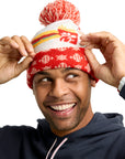 Man wearing Holiday Pom Beanie