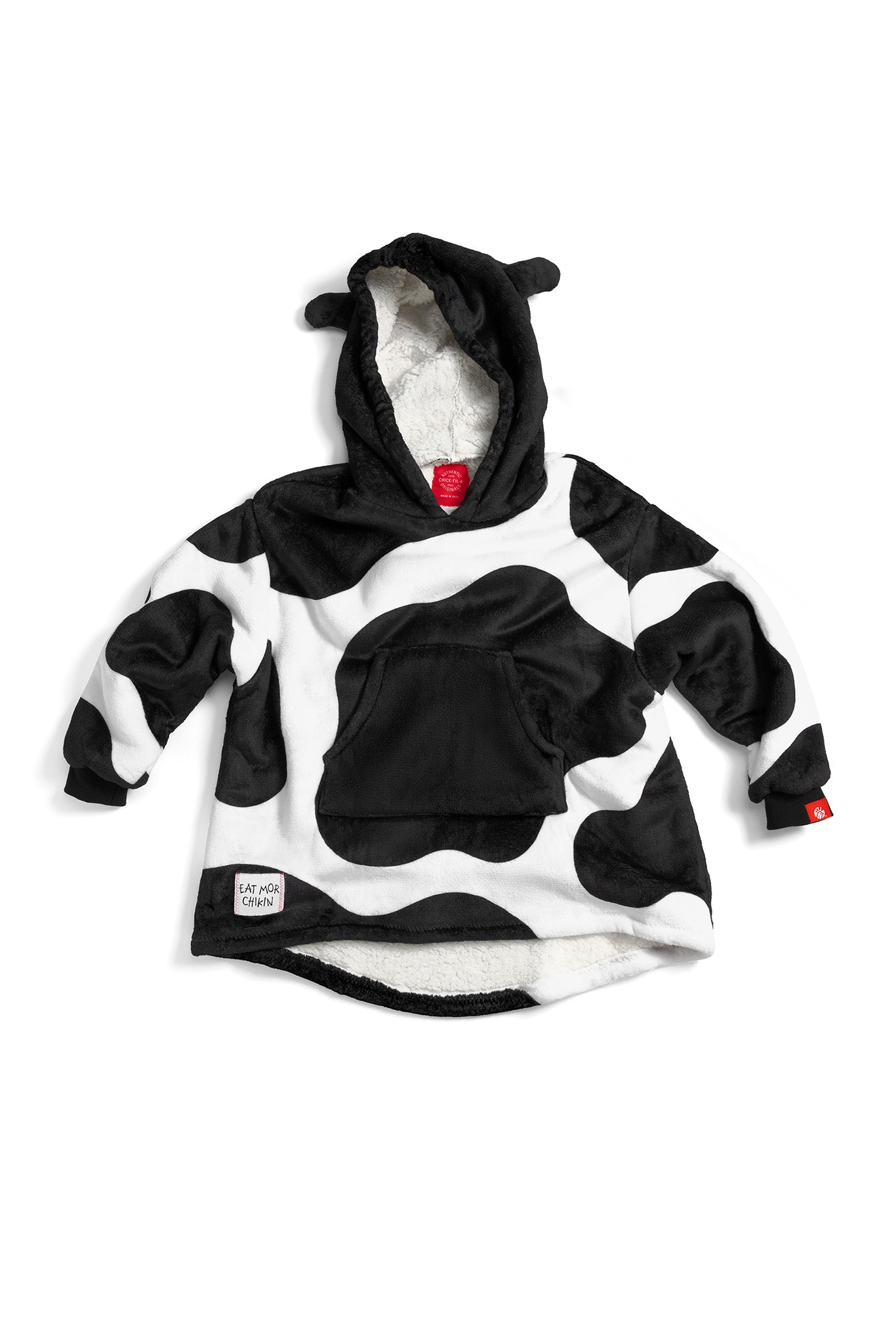 Cow Print Kids Fleece Lined Wearable Blanket