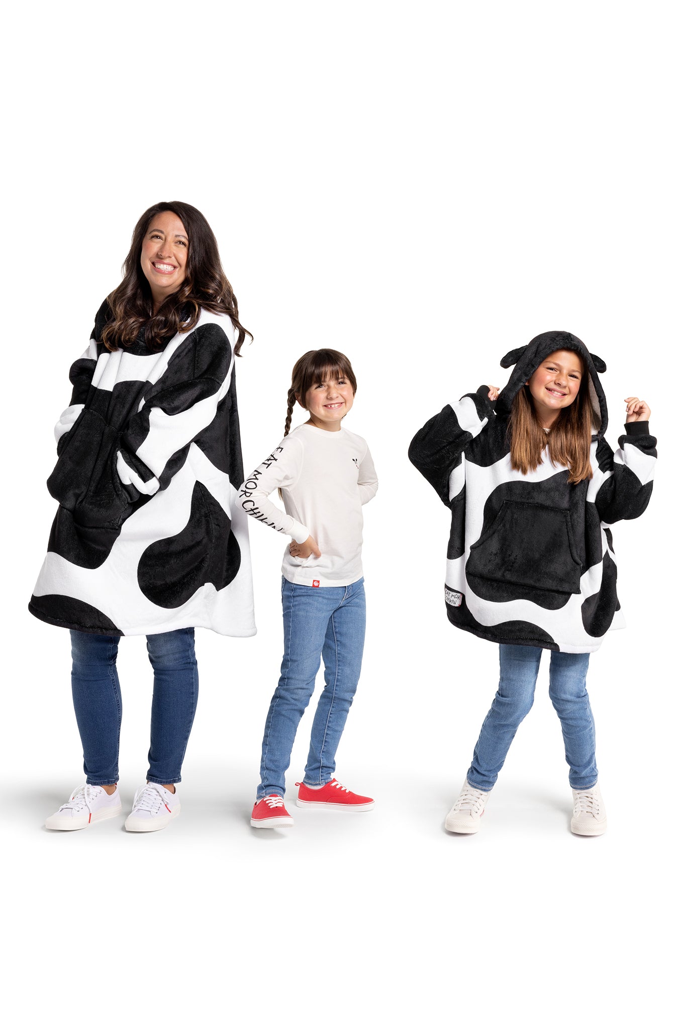 Cow Print Kids Fleece Lined Wearable Blanket
