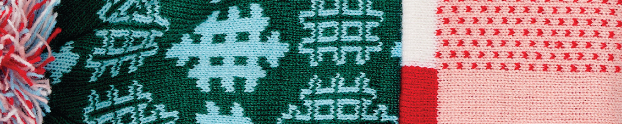 Close up of Festive Fun Pom Beanie
