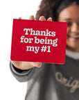 Woman holding “Thanks for being my