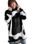 Cow Print Adult Fleece Lined Wearable Blanket