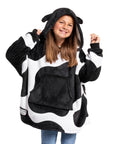Cow Print Kids Fleece Lined Wearable Blanket