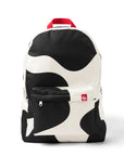 Black and white Cow Print Backpack with red strap