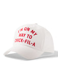 A On My Way to Chick-fil-A Performance Hat with red text on a white hat