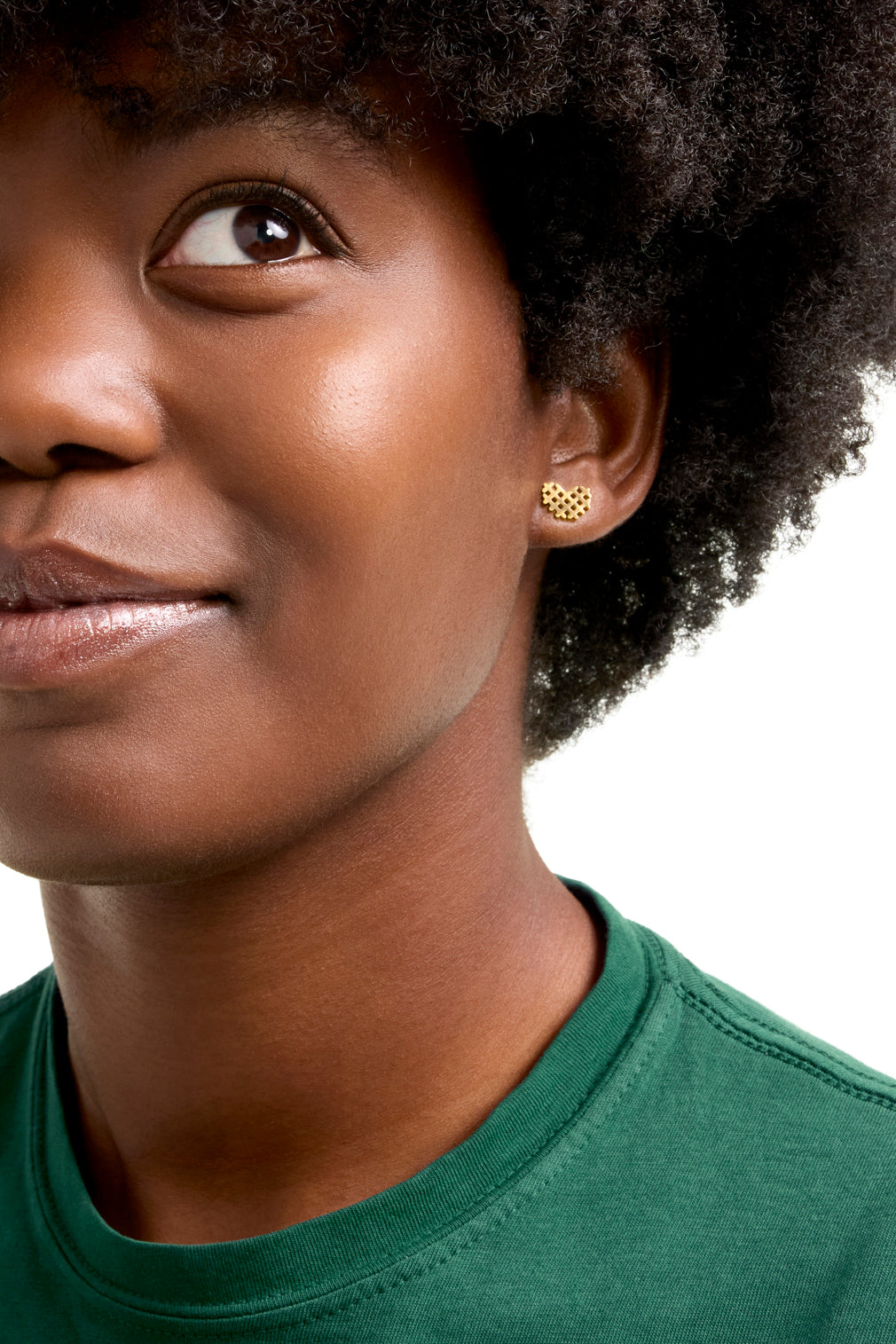 Front shot of woman wearing the Chick-fil-A® Waffle Heart Earrings 