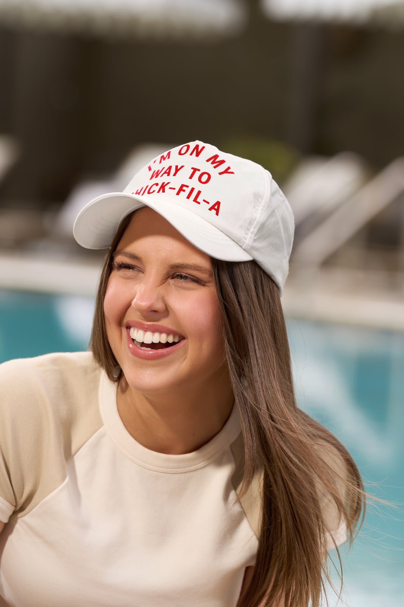 Woman wearing On My Way to Chick-fil-A Performance Hat