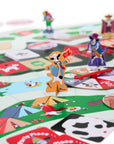 Close up view of Cow Party Game pieces on game board.