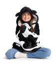Cow Print Kids Fleece Lined Wearable Blanket