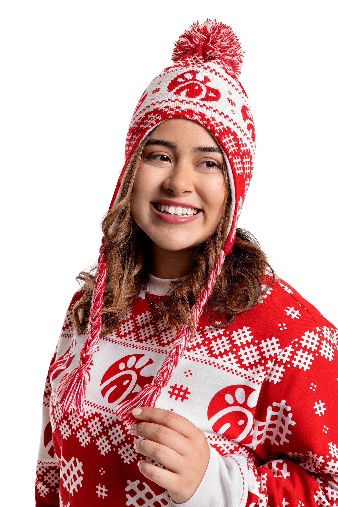 Waffly Wonderful Earflap Pom Beanie