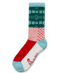Holiday Pattern Socks Pair with waffle fry snowflake pattern colorblocked with Chick-fil-A logo pattern