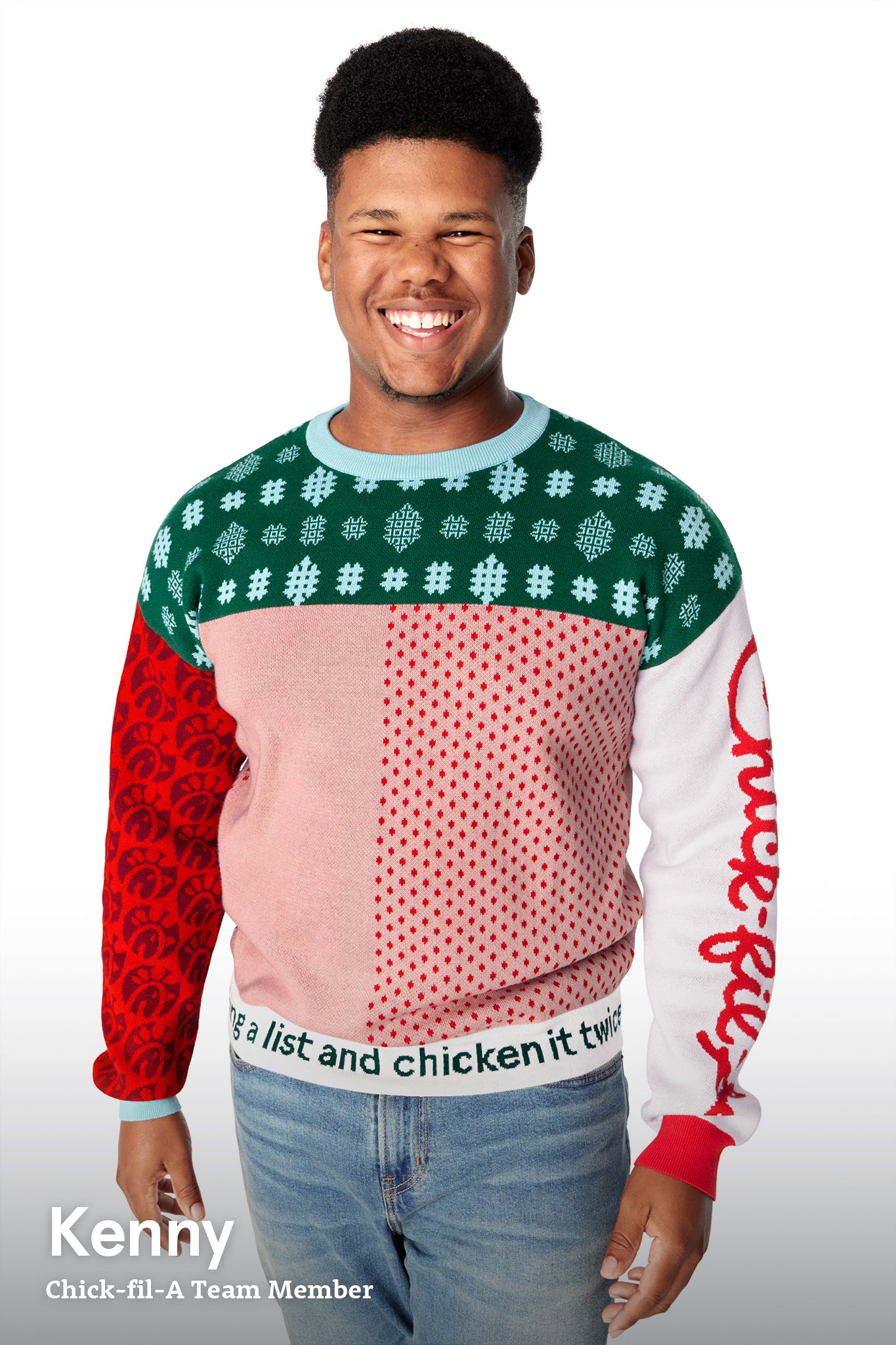 Man standing wearing Festive Fun Knit Sweater