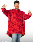 Man wearing the Cuddly Fleece-Lined Wearable Blanket