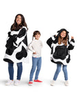 Cow Print Kids Fleece Lined Wearable Blanket