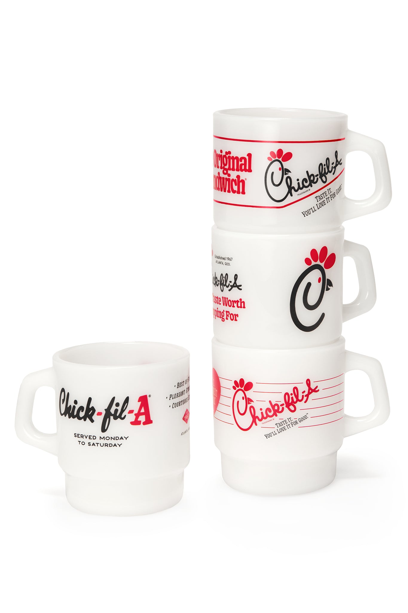 Home of the Original Chicken Sandwich® Milk Glass Mug - Set of 2