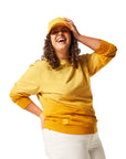 Yellow Ombre Crewneck - Honey Mustard on woman with brunette hair