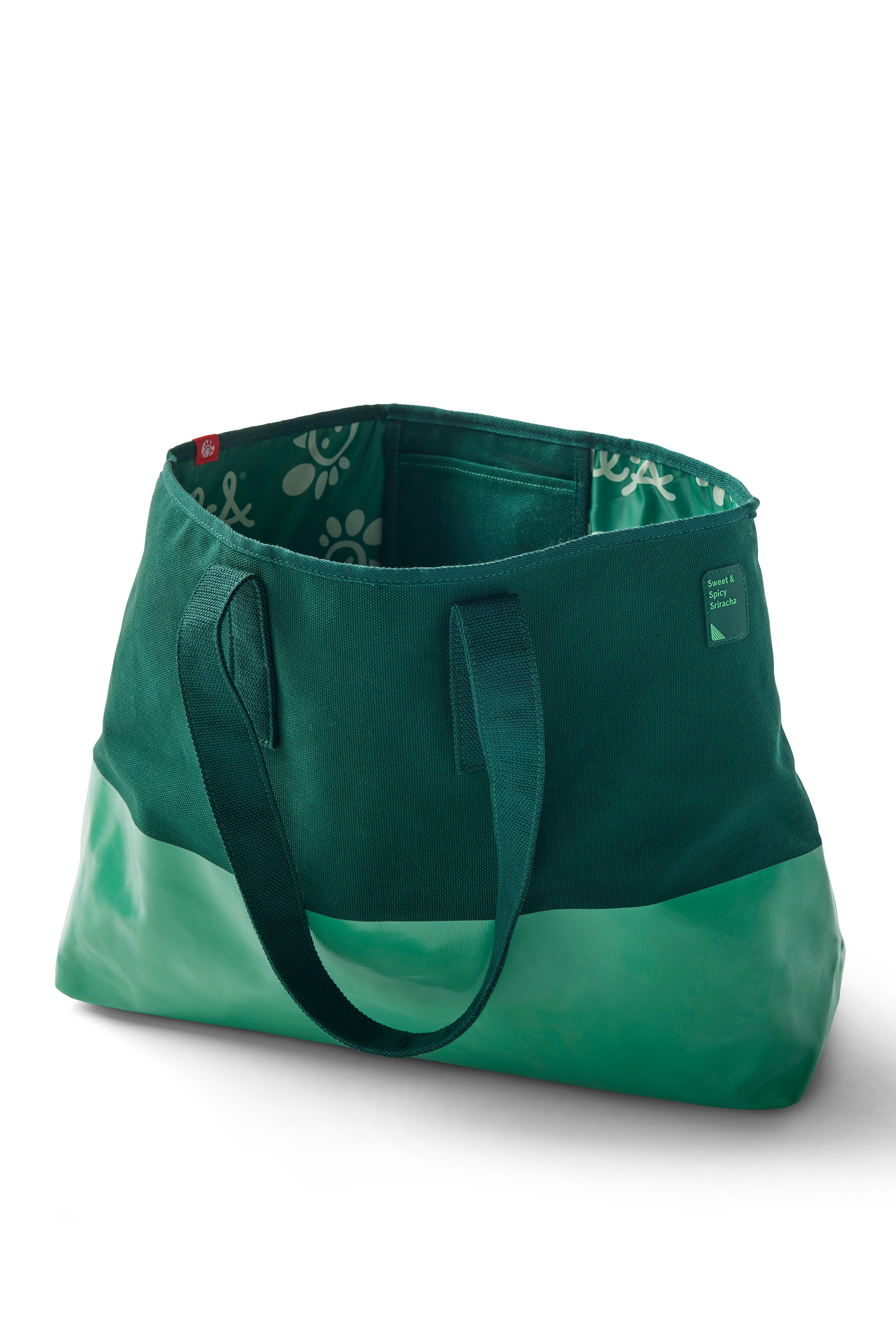 Filled tone-on-tone green Sweet &amp; Spicy Sriracha Sauce Oversized Tote Bag	