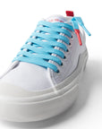 Blue/Garden Herb Ranch Sauce Shoelace laced up on white shoe