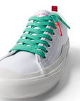 Green/Sweet & Spicy Sriracha Sauce Shoelace laced up on white shoe