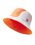 Single Orange/Zesty Buffalo Sauce Reversible Bucket Hat with drip pattern on exterior and solid color on interior