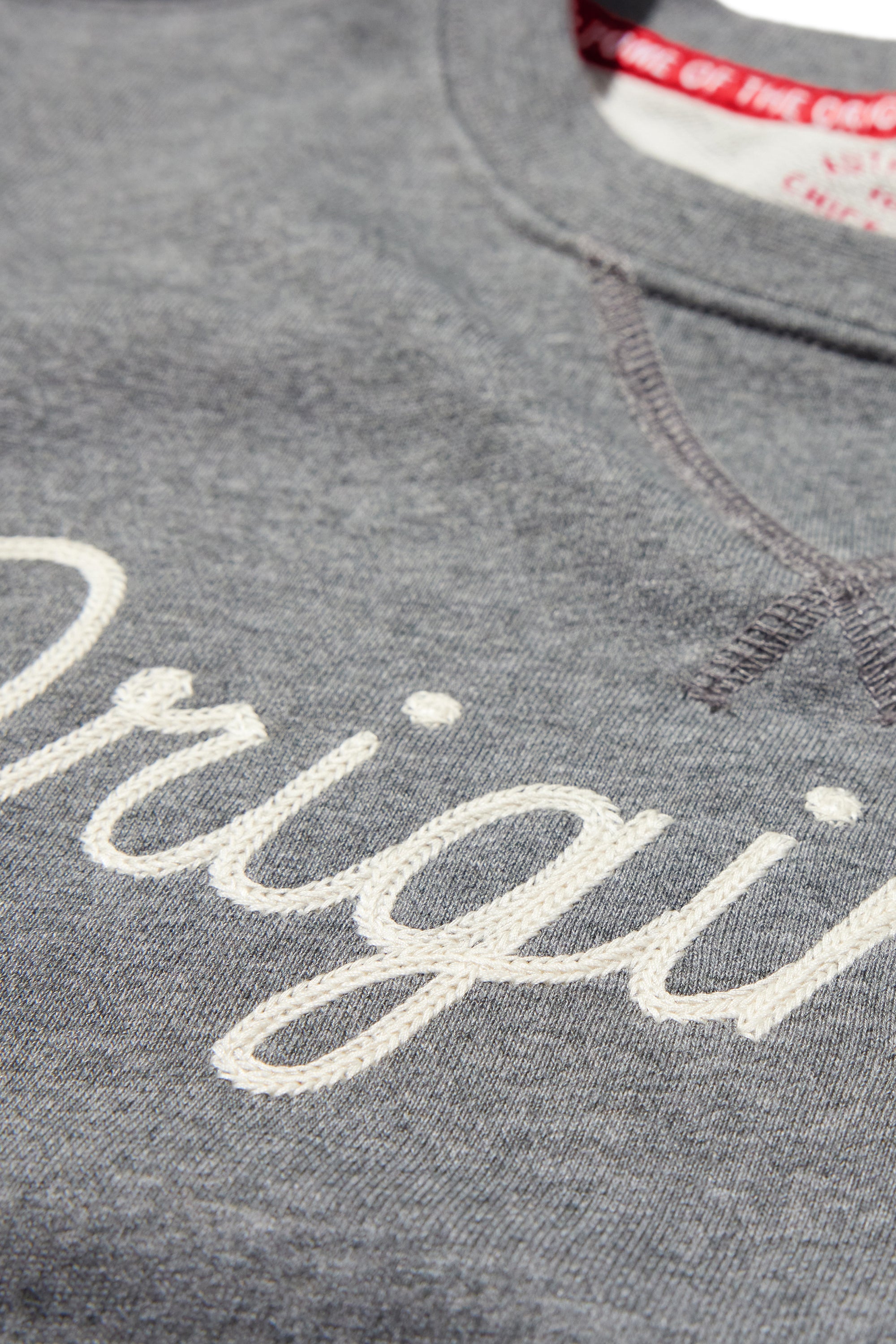 Closeup of the stitching on the Original Crewneck