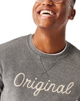 Closeup of man wearing Original Crewneck