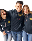 Two women and one man wearing I Heart Waffle Fries Hoodie