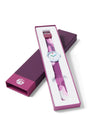 Closeup of purple Sauce Drip Watch - Polynesian Sauce in purple packaging